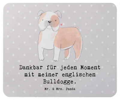 Produktbild von Mr. & Mrs. Panda Mousepad Englische Bulldogge Moment - Grau Pastell - Geschenk, laptop mauspad, English Bulldog, pc mausunterlage, Mouse Pad
