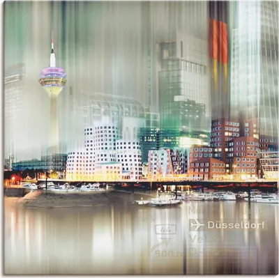 Produktbild von ARTland Leinwandbild Düsseldorf Skyline Collage V Größe: 70x70 cm