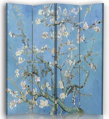 Produktbild von Paravent - Raumteiler Mandelbaum in Blüte - Vincent Van Gogh - Dekorativer Raumtrenner cm. 145x170 (4 x)