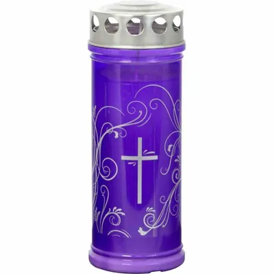 Produktbild von Gedenkkerze mit Ornament, violett/silber