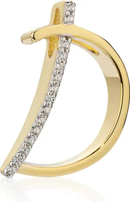 Produktbild von Buchstabe D Kettenanhänger 333 gelb Gold Bicolor 18x11mm mit Zirkonia Alphabet