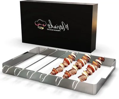 Zdjęcie produktu dla Szaszłyki do grilla i szaszłyków wykonane ze stali nierdzewnej - zestaw 6 sztuk - długość 31 cm - do szaszłyków szaszłyki do grilla szaszłyki do mięsa szaszłyki do kebaba szaszłyki do kebaba