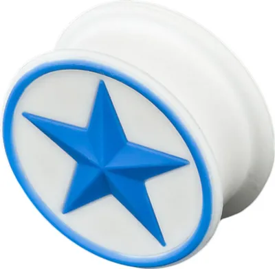Produktbild von viva-adorno 1 Stück Flesh Plug Tunnel Ohr Piercing Silikon flexibel Stern verschiedene Farben Größe 4 - 26mm Z156, 1 weiß/blau Z205, Größe: 8mm