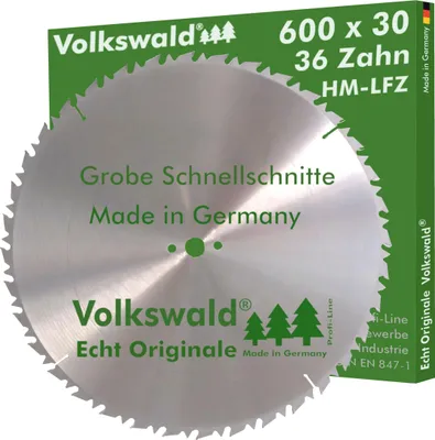 Produktbild von Volkswald ® HM-Sägeblatt LFZ 600 x 30 mm Z= 36 für Naturholz Brennholz Massivholz Hartholz für Tischkreissägen Wippkreissägen Brennholzsägen