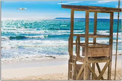 Produktbild von Wallario Outdoor-Poster für Garten oder Balkon, Motiv Badestrand - Mallorca Spanien, in ca. 61 x 91,50 cm