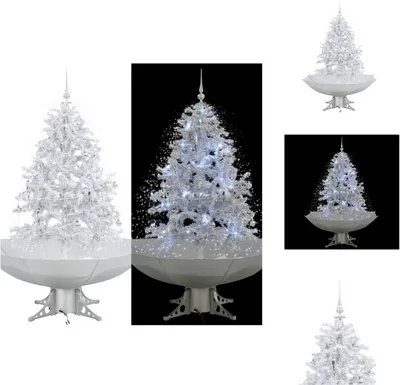 Produktbild von vidaXL Schneiender Weihnachtsbaum mit Schirmfuß Weiß 140 cm -  Weihnachtsbäume