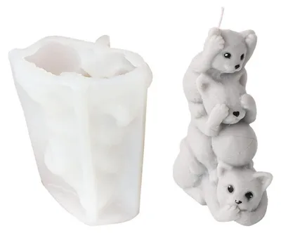 Image de Moules en silicone en forme de chat en 3D, pour la fabrication de bougies, de décorations en fondant, de chocolats, de savons, de plâtre et de résine époxy