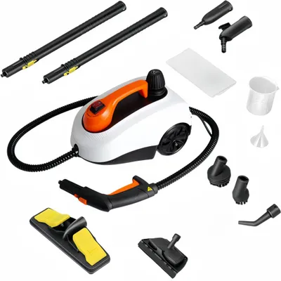 Produktbild von 1800W Dampfreiniger mit 13 Zubehör, Bodendampfreiniger bis zu 160°C & 108m², Handdampfreiniger mit 1,8L Tank & Verlängerbare Bediengriff für Teppiche