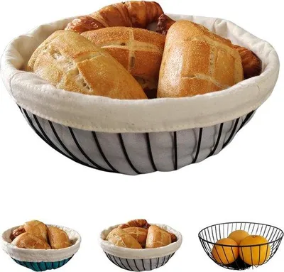 Immagine prodotto di Portafrutta nero con cestino portapane in tessuto, stile moderno