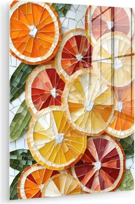 Produktbild von MuchoWow Glasbilder - Bilder auf Wandbild - Foto auf Glas Scheiben - Obst - Orange - Mosaik 60x80 cm Wanddekoration aus Glas - Acrylglasbild - Acrylbilder - Foto
