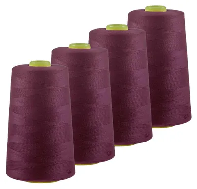 Produktbild von 4 x 4572m Qualitäts Overlock-Garn  Overlock Nähgarn Farben 621 - 660, Farbe:A637 aubergine