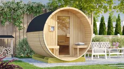 Produktbild von Fasssauna FS 198, 38 mm Wandstärke - B x T x H -  - Naturbelassen