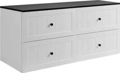 Zdjęcie produktu dla Rodan | Szafka pod Umywalkę - Biała i Czarna - 120 cm - 4 Szuflady Soft-Close - Szafka Łazienkowa