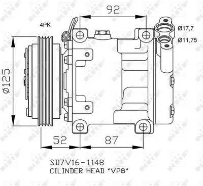 Produktbild von NRF 32743 SD7V16 Klimaanlage Klimakompressor PAG 46 für RENAULT CLIO II (BB0/1/2, CB0/1/2) KANGOO (KC0/1) KANGOO Express (FC0/1)