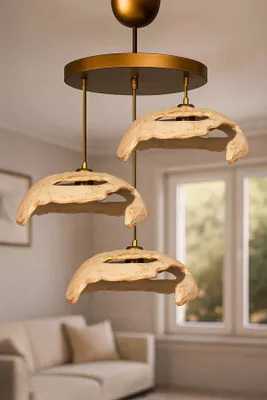 Produktbild von Opviq, Hochwertiger Kronleuchter, Metallkörper, Creme, Ø30 h:75 cm, höhenverstellbar 20-75 cm, E27 Max 40 W, IP20, modernes Design für stilvolle Wohnräume.