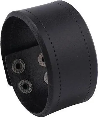 Zdjęcie produktu dla Stylowa prosta czarna skórzana bransoletka punkowa 23 cm
