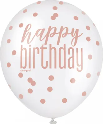 Image de 6 ballons or rose Happy Birthday