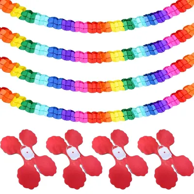 4er-Set Papiergirlanden, bunt, 16,5 x 11,5 cm, 3 m lang