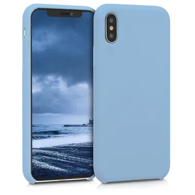 Produktbild von kwmobile Hülle kompatibel mit Apple iPhone X Hülle - Silikon Handy Case - Handyhülle weiche Oberfläche - kabelloses Laden - Taubenblau