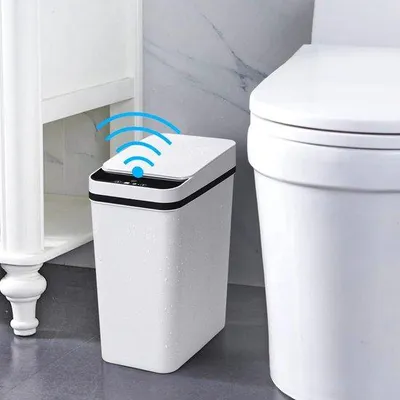 Immagine prodotto di Cestini per rifiuti silenziosi e salvaspazio con sensore per il bagno e l'ufficio