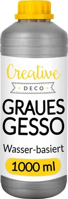Zdjęcie produktu dla Creative Deco Podkład Akrylowy Gesso Szare | 1L | Profesjonalny Preparat Malarski | Doskonała Baza Malarska