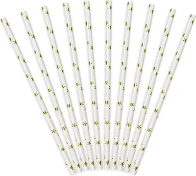 Zdjęcie produktu dla Słomki papierowe, złoty, 19.5cm: