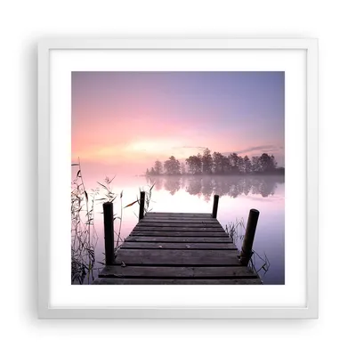 Produktbild von Gerahmtes Poster - Weißer Rahmen - Morgen Sonnenaufgang Nebel See - 40x40 cm - Wand Bild - Wanddeko - Wandbilder - Wandposter - Bilderrahmen - Bilder - Kunstdruck - Wandbild - P2WAC40x40-2593