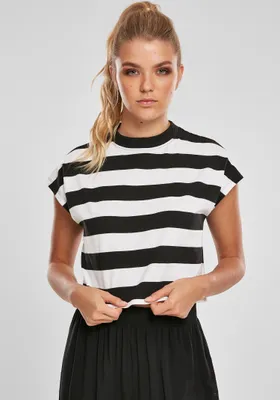 Produktbild von Urban Classics Ladies - Stripe Short Top schwarz - XL