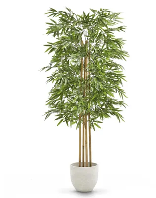 Image de Plante artificielle, bambou artificiel de 150 cm, grande plante artificielle avec un tronc naturel, arbre artificiel pour la décoration du salon, plantes artificielles