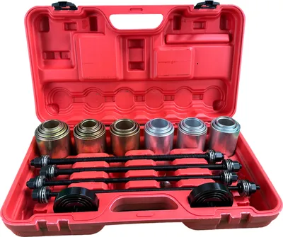 Immagine prodotto di Set estrattore per montaggio smontaggio cuscinetti ruota e boccole, utensili per espulsione cuscinetti assiali, 27 pezzi Gebo Tools