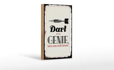 Produktbild von Holzschild  Dart Genie kann man nicht lernen, 18 x 12 cm, Holzschilder Spruch Sport Hobby