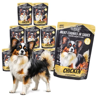 Produktbild von Tuftuf | Nassfutter - Hundfutter - 10x100g - Fleischstückchen mit Geflügel - Nassfutter - Huhn