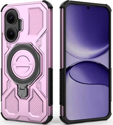 Produktbild von Robuste Handyhülle für Xiaomi Poco F7/Redmi Turbo 4 Pro mit Ringhalter Ständer Stoßfest, Magnetisch, Dual-Layer Schutz Pink