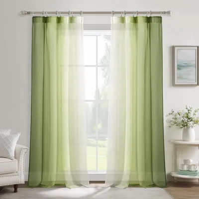 Obrázek produktu pro Záclony, rozměry 260 x 140 cm, sada 2 kusů, zelené, průsvitné, vhodné do obývacího pokoje