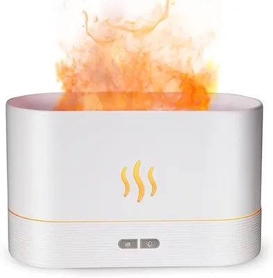 Produktbild von Luftbefeuchter Diffuser, Air Humidifier Flamme Nebel mit 2 Helligkeit Nachtlicht Automatische Abschaltung für Baby Bad ,tragbar geräuschloser,Weiß