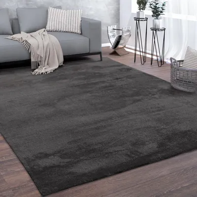 Produktbild von Teppich Kurzflor waschbar Unifarben Wohnzimmer schmutzabweisend Anthrazit Rechteckig 300x400 | 100% Polyester | Florhöhe: 10 mm | pflegeleicht
