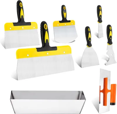 Produktbild von Spachtelset 8-teilig, Edelstahl, mit ergonomischem Griff, für Wand