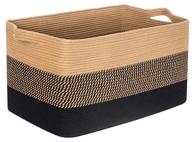 Obrázek produktu pro Omgoods - Úložný košík z bavlny - 63 litrů, skládací košík s rukojeťmi