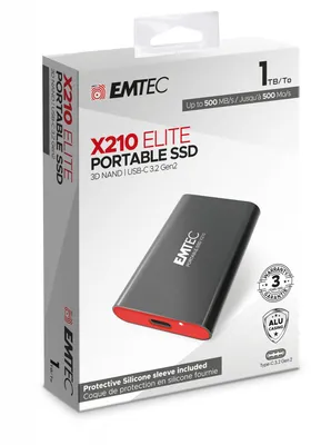 Image de Emtec X210 - SSD - 1 TB - extern (tragbar) - USB 3.2 Gen 2 (USB-C Steckverbinder) (ECSSD1TX210)
