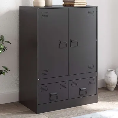 Produktbild von vidaXL Highboard Schwarz 67x39x95 cm Stahl