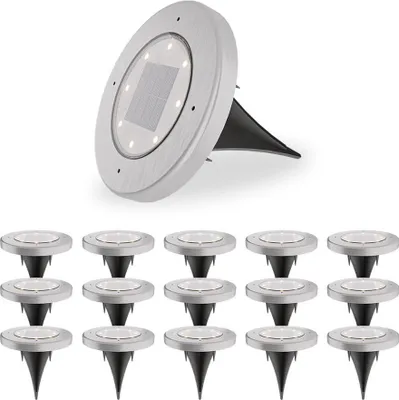 Produktbild von hoftronic Solar Bodeneinbaustrahler 16x 8 LEDs 3000K IP65 Edelstahl