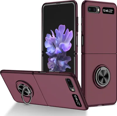 Produktbild von Samsung Galaxy Z Flip Hülle, Dünn Hart PC Schutzhülle mit Ringhalter Ständer für Samsung Galaxy Z Flip 5G bordeaux
