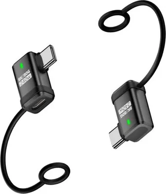 Produktbild von INF 2er-Pack Typ-C Buchse auf Stecker Adapter, 240W, 120Gbps, Seitenbiegung Schwarz