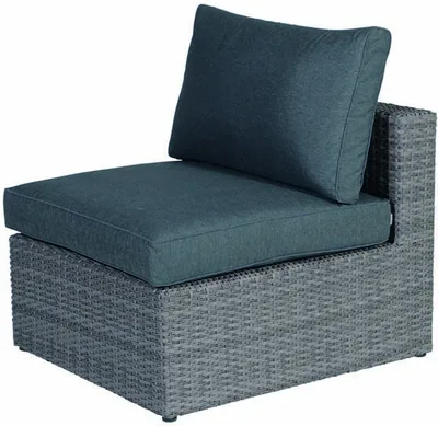 A single outdoor chair module with dark blue cushions.