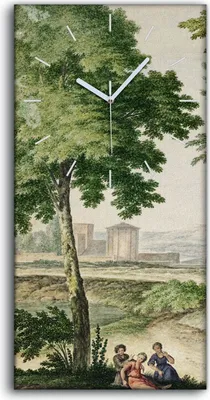 Produktbild von Küchenuhr Bürouhr Leinwand Uhr 30x60 Gemälde Landschaft Bäume Menschen Kunst - weiße Hände