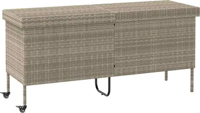Produktbild von Gartentruhe mit Rollen Hellgrau 160x55x75 cm Poly Rattan