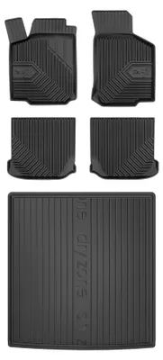 Image de Tapis en caoutchouc + bac de coffre pour Skoda Octavia I 1996-2010 (break, plancher haut) – 5 pièces, noirs, sur mesure