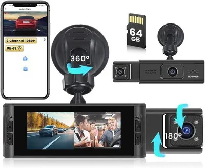 Obrázek produktu pro Bezdrátová WiFi kamera do auta s 64GB SD kartou - Full HD 1080P s detekcí pohybu a cyklickým záznamem