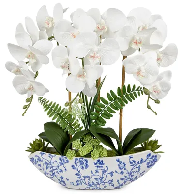 Obrázok produktu pre Umelá orchidea v keramickej váze, výška 46 cm, dekorácia