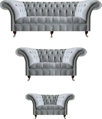 Produktbild von Hellgraue Chesterfield Textilsofas Designer Dreisitzer Sessel Sitzmöbel